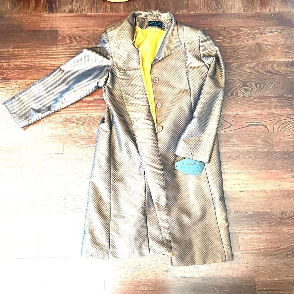 NWT Retro Vintage Rain Jacket Trench Coat with Hat in Brown Size XL / 16 - Picture 9 of 16